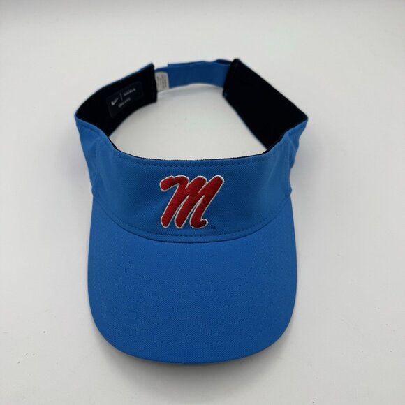 NEW Ole Miss Rebels Nike Adjustable Dri-Fit Visor Hat Blue Football Golf NWOT - Picture 1 of 7